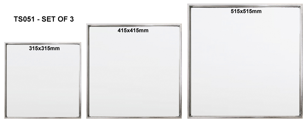 TS051 Wall décor art mirror silver small modern square set of 3